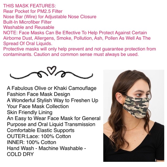 Camo Face Mask with Built In Filter and Nose Bar - Picture 9 of 16